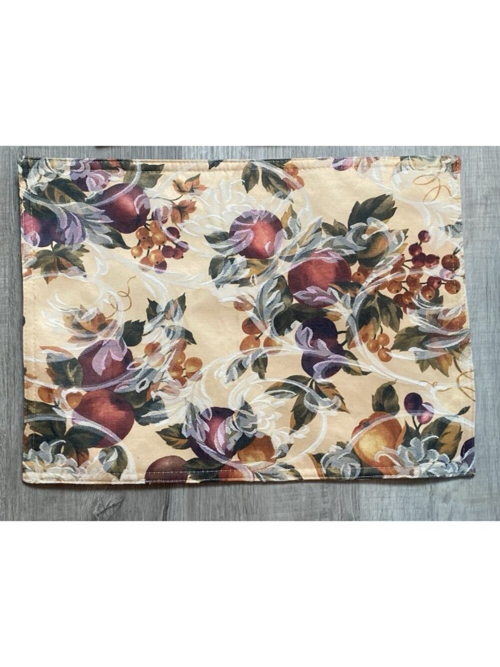 Set Of 5 Fall Thanksgiving Jacquard Placemats & 4 Napkins Fruit Burgundy Orange